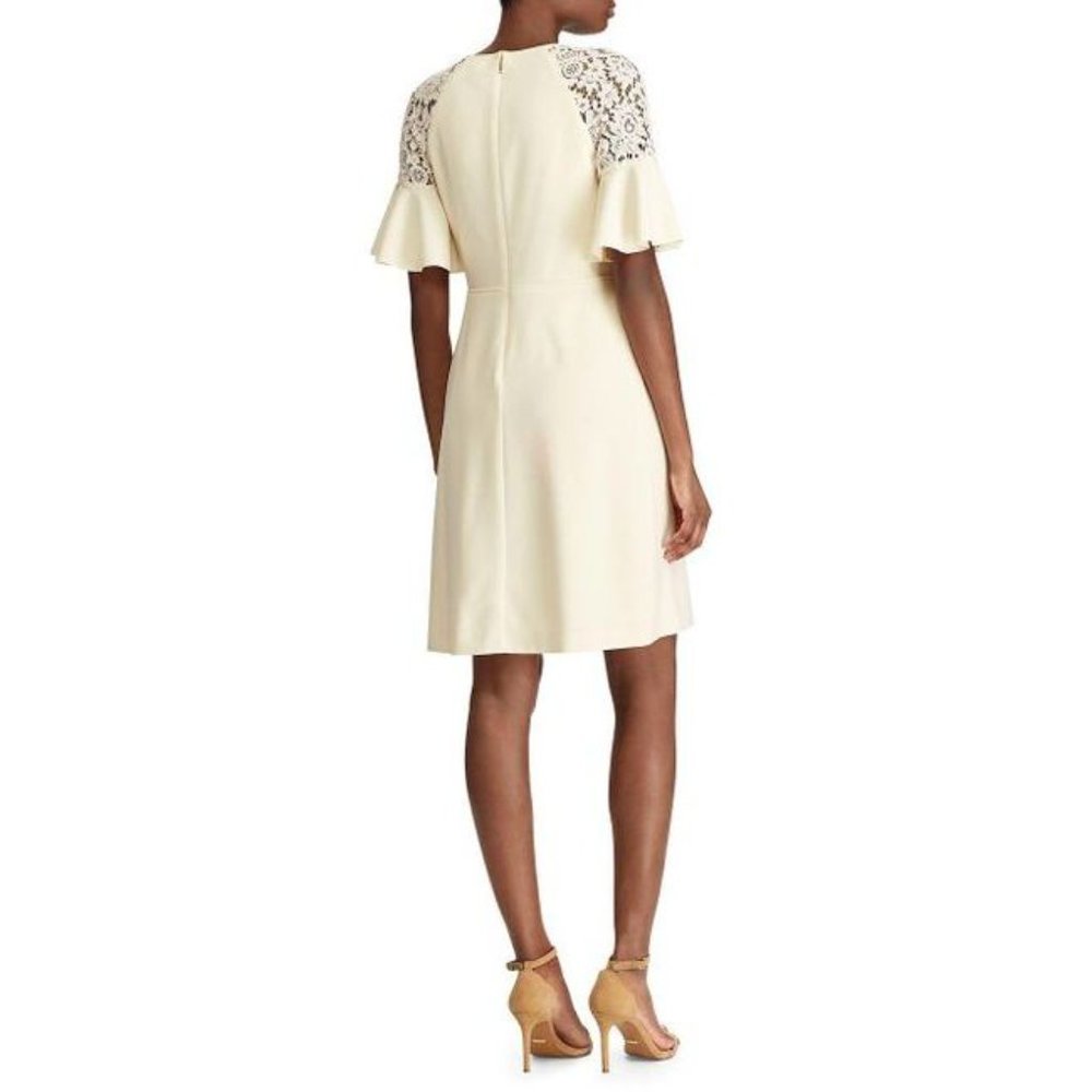 RALPH LAUREN Lace-Trim Crepe A-Line Dress sz 6 NEW - Picture 3 of 11